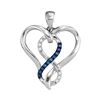 Image 1 : Sterling Silver Round Blue Color Enhanced Diamond Heart Infinity Pendant 1/10 Cttw