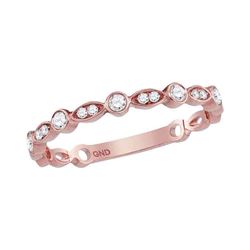 14kt Rose Gold Round Diamond Vintage Inspired Stackable Band Ring 1/6 Cttw