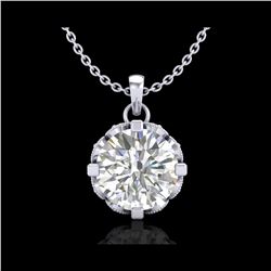 1.5 ctw VS/SI Diamond Solitaire Art Deco Stud Necklace 18K White Gold