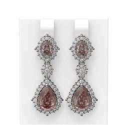 9.06 ctw Morganite & Diamond Earrings 18K White Gold