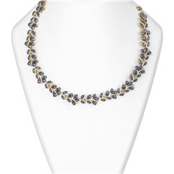 100.1 ctw Tanzanite & Diamond Necklace 18K Yellow Gold