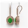 Image 2 : 11.02 ctw Jade & Diamond Victorian Earrings 14K Rose Gold