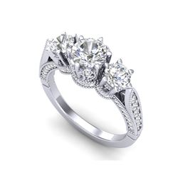 2.18 ctw VS/SI Diamond Art Deco 3 Stone Ring 18K White Gold