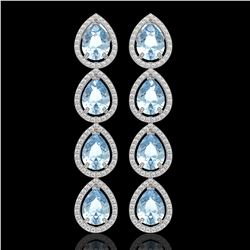 10.56 ctw Aquamarine & Diamond Micro Pave Halo Earrings 10K White Gold