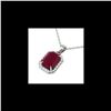 Image 1 : 5.50 ctw Ruby And Micro Pave VS/SI Diamond Necklace 18K White Gold