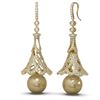Image 2 : 4.33 ctw Diamond and Pearl Earrings 18K Yellow Gold