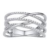 Image 1 : 10kt White Gold Round Diamond Triple Row Openwork Crossover Band Ring 1/3 Cttw