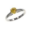 Image 2 : .75 ctw Certified Intense Yellow Diamond Engagement Ring 10K White Gold