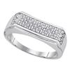 Image 1 : Sterling Silver Mens Round Diamond Rectangle Band Ring 1/6 Cttw