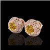 Image 1 : 1.31 ctw Intense Fancy Yellow Diamond Art Deco Earrings 18K Rose Gold