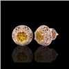 Image 2 : 1.31 ctw Intense Fancy Yellow Diamond Art Deco Earrings 18K Rose Gold