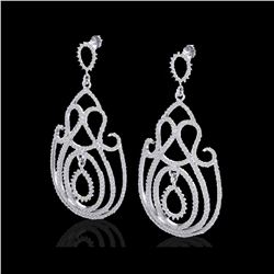 3.50 ctw Micro Pave Designer VS/SI Diamond Earrings 14K White Gold