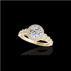 1.50 ctw Certified Diamond Solitaire Halo Ring 10K Yellow Gold