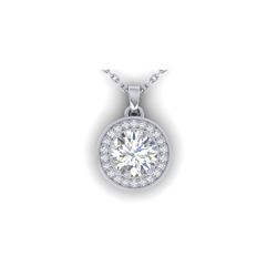 0.96 ctw Certified VS/SI Diamond Art Deco Micro Necklace 18K White Gold