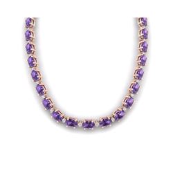 46.5 ctw Amethyst & VS/SI Diamond Eternity Necklace 10K Rose Gold