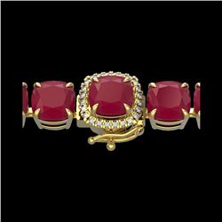 46 ctw Ruby & Micro Pave VS/SI Diamond Bracelet 14K Yellow Gold