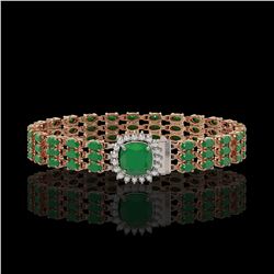 31.91 ctw Emerald & Diamond Bracelet 14K Rose Gold