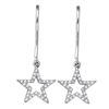 Image 1 : 10kt White Gold Round Diamond Star Dangle Earrings 1/8 Cttw