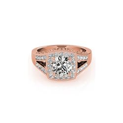 1.65 ctw Certified VS/SI Diamond Halo Ring 18K Rose Gold