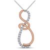 Image 1 : 10kt White Gold Round Diamond Rose-tone Rope Infinity Pendant 1/4 Cttw