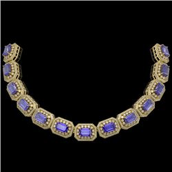 50.67 ctw Tanzanite & Diamond Victorian Bracelet 14K Yellow Gold