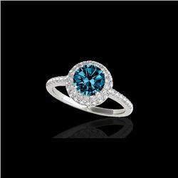 2.15 ctw SI Certified Fancy Blue Diamond Halo Ring 10K White Gold