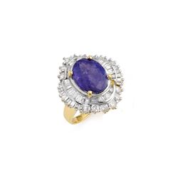 6.0 ctw Tanzanite & Diamond Ring 14K Yellow Gold