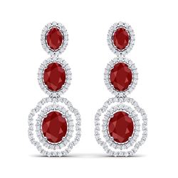 17.01 ctw Designer Ruby & VS Diamond Earrings 18K White Gold