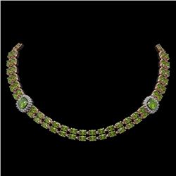 38.37 ctw Tourmaline & Diamond Necklace 14K Rose Gold