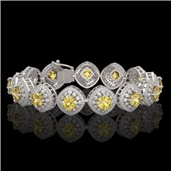 28.35 ctw Canary Citrine & Diamond Victorian Bracelet 14K White Gold