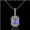 Image 2 : 6.05 ctw Tanzanite & Diamond Victorian Necklace 14K White Gold