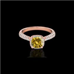 1.50 ctw Certified SI/I Fancy Intense Yellow Diamond Ring 10K Rose Gold