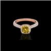 Image 1 : 1.50 ctw Certified SI/I Fancy Intense Yellow Diamond Ring 10K Rose Gold