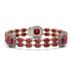 40.35 ctw Ruby & Diamond Bracelet 14K Rose Gold