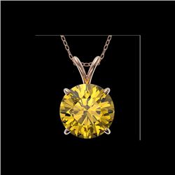 2.50 ctw Certified Intense Yellow Diamond Necklace 10K Rose Gold