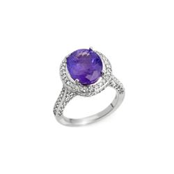 6.25 ctw Tanzanite & Diamond Ring 14K White Gold
