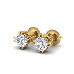 1.07 ctw VS/SI Diamond Solitaire Art Deco Stud Earrings 18K Yellow Gold