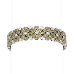 41.08 ctw Canary Citrine & Diamond Bracelet 18K White Gold