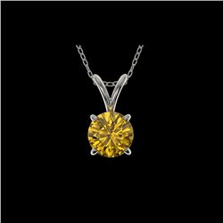 .75 ctw Certified Intense Yellow Diamond Necklace 10K White Gold