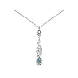 4.86 ctw Aquamarine & Diamond Necklace 18K White Gold