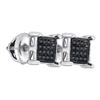 Image 1 : Sterling Silver Mens Round Black Color Enhanced Diamond Square Cluster Earrings 1/10 Cttw