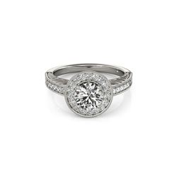 0.81 ctw Certified VS/SI Diamond Halo Ring 18K White Gold