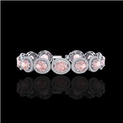 23 ctw Morganite & Micro Pave VS/SI Diamond Bracelet 10K White Gold