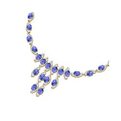 65.60 ctw Tanzanite & VS Diamond Necklace 18K Yellow Gold
