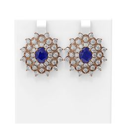 9.28 ctw Sapphire & Diamond Earrings 18K Rose Gold