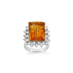 17.15 ctw Citrine & Diamond Ring 10K White Gold
