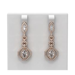 3.82 ctw Marquise Diamond Earrings 18K Rose Gold