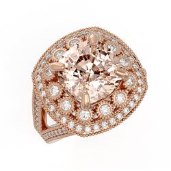 5.82 ctw Certified Morganite & Diamond Victorian Ring 14K Rose Gold