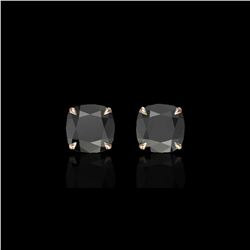 6 ctw Cushion Black Diamond Designer Earrings 14K Rose Gold