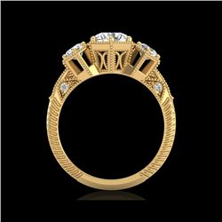 1.66 ctw VS/SI Diamond Solitaire Art Deco 3 Stone Ring 18K Yellow Gold